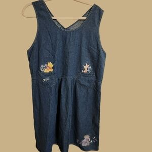Disney Blue Denim Dress with Winnie The Pooh & Piglet Too